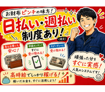【お財布ピンチの味方！日払い・週払い制度あり（規定）】
