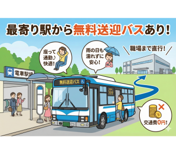 最寄り駅から無料送迎バスあり！らくらく通勤♪